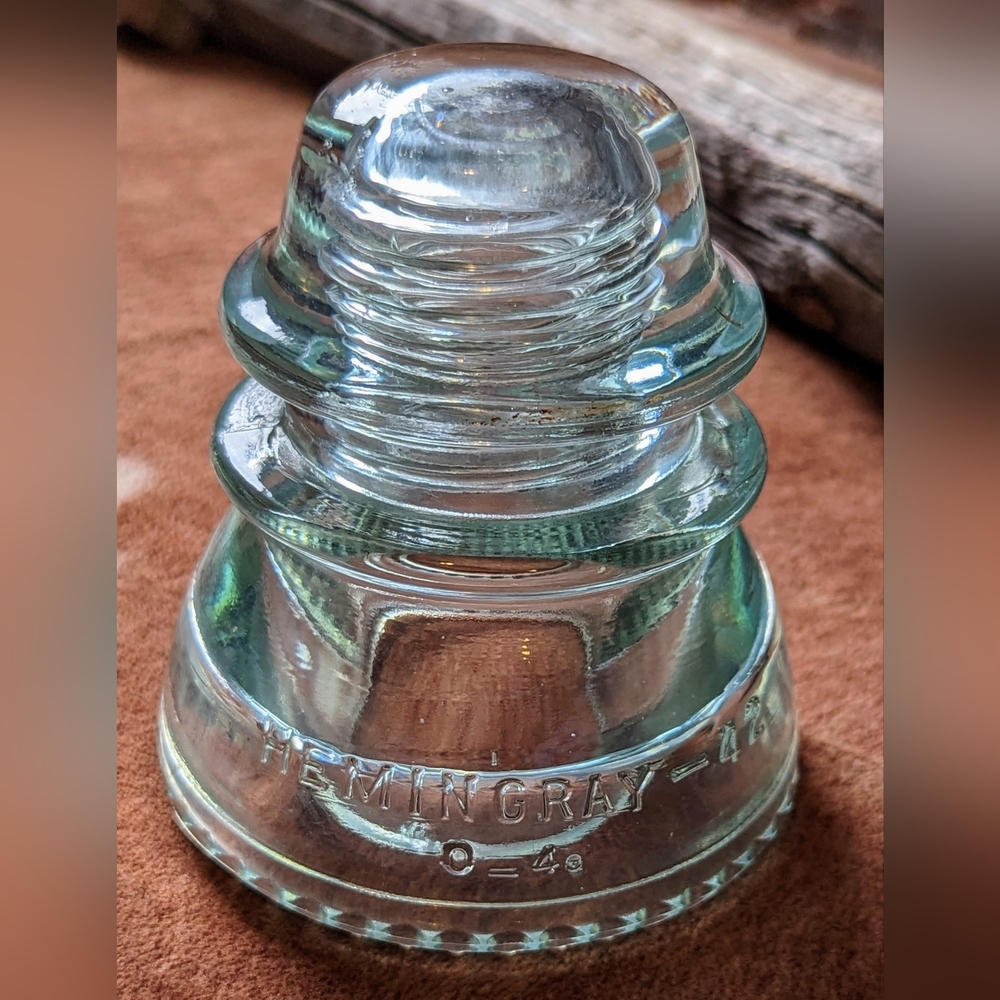 Vintage Collectible Hemingray #42 Insulator Glass Blue Colored